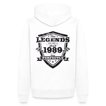 35ème Anniversaire Original 1989 Millésime 1989 - Sweat à capuche Premium bio Homme - blanc - Dos - Nico (187cm)