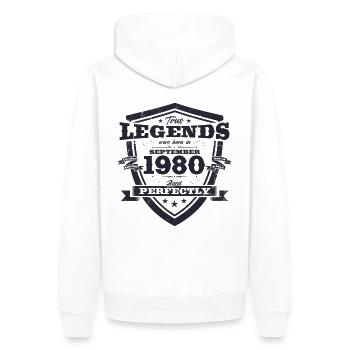 44. Geburtstag Original August 1980 Jahrgang 1980 - Männer Premium Bio Hoodie - Weiß - Hinten - Nico (187cm)