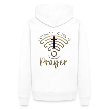 Connectez-vous à Jésus, le mot de passe est la prière - Sweat à capuche Premium bio Homme - blanc - Dos - Nico (187cm)