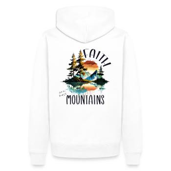 La foi peut déplacer des montagnes, Matthieu 17:20 - Sweat à capuche Premium bio Homme - blanc - Dos - Nico (187cm)