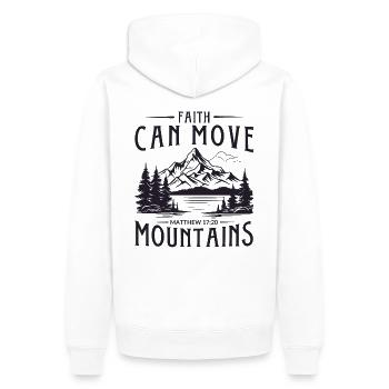 Faith can move Mountains, christliches Geschenk. - Männer Premium Bio Hoodie - Weiß - Hinten - Nico (187cm)