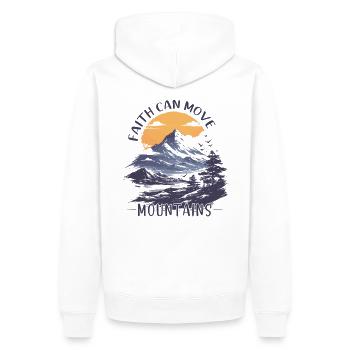 Faith can move Mountains, christliches Geschenk. - Männer Premium Bio Hoodie - Weiß - Hinten - Nico (187cm)