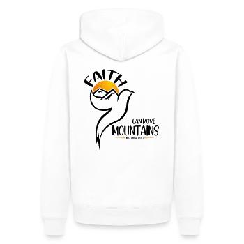 Faith can move Mountains, christliches Geschenk. - Männer Premium Bio Hoodie - Weiß - Hinten - Nico (187cm)