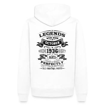 88e anniversaire Original octobre 1936 Né en 1936 - Sweat à capuche Premium bio Homme - blanc - Dos - Nico (187cm)