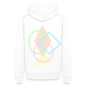 Formes géométriques - Motifs colorés - Sweat à capuche Premium bio Homme - blanc - Dos - Nico (187cm)