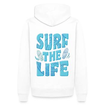 Surfen, Surf the life, B - Männer Premium Bio Hoodie - Weiß - Hinten - Nico (187cm)