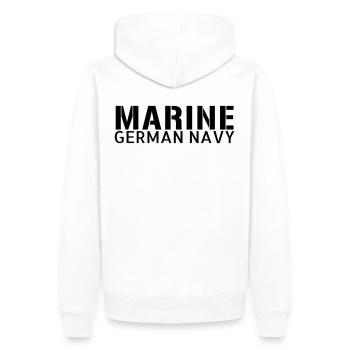 Marine - Marine allemande - Sweat à capuche Premium bio Homme - blanc - Dos - Nico (187cm)