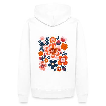 Chemise Petal Palette - Fleurs abstraites colorées - Sweat à capuche Premium bio Homme - blanc - Dos - Nico (187cm)
