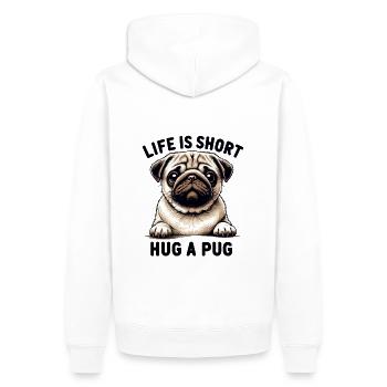 Umarme Einen Mops | Geschenk für Mopsliebhaber - Männer Premium Bio Hoodie - Weiß - Hinten - Nico (187cm)