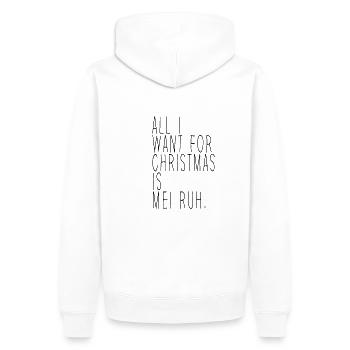 All i want for Christmas is, mei ruh. - Männer Premium Bio Hoodie - Weiß - Hinten - Nico (187cm)
