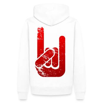 ROCK - Métal voeux en rouge - look grunge - Sweat à capuche Premium bio Homme - blanc - Dos - Nico (187cm)