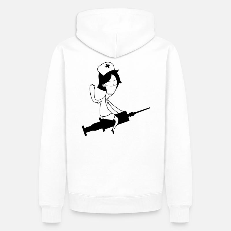 Krankenschwester Comic Design Spritze - Männer Premium Bio Hoodie - Weiß