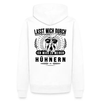 Hühner Hühnern Lustiges Huhn mit Sonnenbrille - Männer Premium Bio Hoodie - Weiß - Hinten - Nico (187cm)