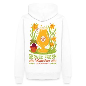 Harry Potter Butterbeer Served Fresh Estd. 1867 - Männer Premium Bio Hoodie - Weiß - Hinten - Nico (187cm)