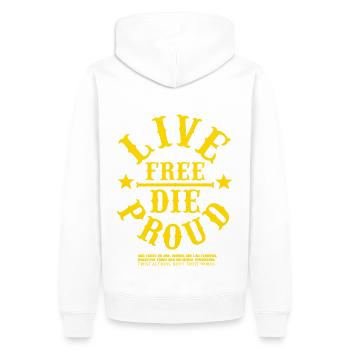 VIVRE LIBREMENT LES FIERS ACTIONS DE CONFIANCE NE FONT PAS CONFIANCE AUX MOTS - Sweat à capuche Premium bio Homme - blanc - Dos - Nico (187cm)
