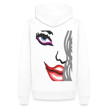 Art Face - Model Portrait Gesicht mit roten Lippen - Männer Premium Bio Hoodie - Weiß - Hinten - Nico (187cm)