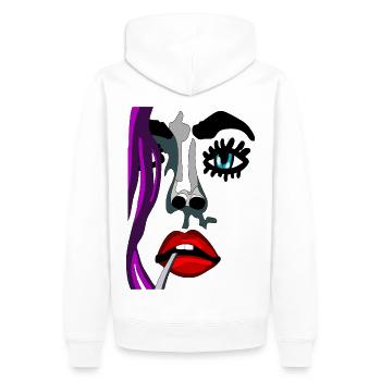 Visage Oeil Cheveux Bouche Nez Art Graffiti Style - Sweat à capuche Premium bio Homme - blanc - Dos - Nico (187cm)