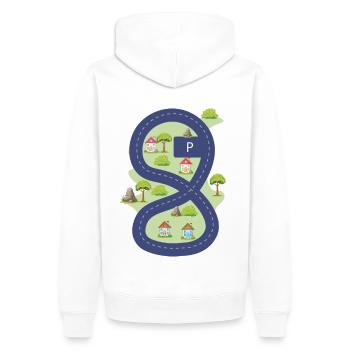 Straßenbild für Kinder - Männer Premium Bio Hoodie - Weiß - Hinten - Nico (187cm)