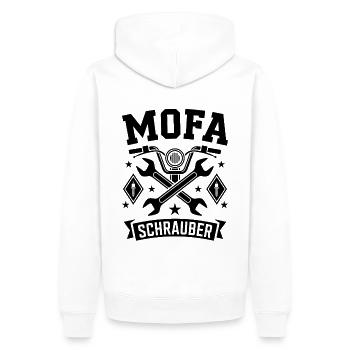 Mobylette, Mobylette, Mobylette, Cadeau, Mobylette, - Sweat à capuche Premium bio Homme - blanc - Dos - Nico (187cm)
