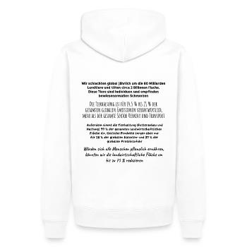 Tierhaltung Fakten #1 (deutsch, ohne Icons) - Männer Premium Bio Hoodie - Weiß - Hinten - Nico (187cm)