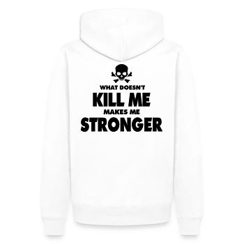 What doesn't kill me makes me stronger Motivation - Männer Premium Bio Hoodie - Weiß - Hinten - Nico (187cm)