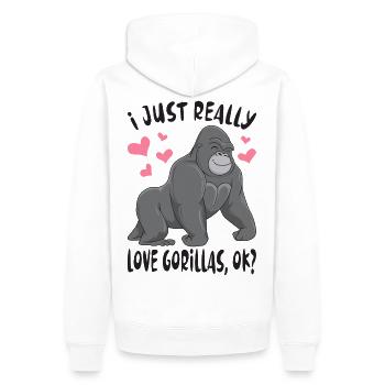 J'aime vraiment les gorilles, ok / Singe Gorille - Sweat à capuche Premium bio Homme - blanc - Dos - Nico (187cm)