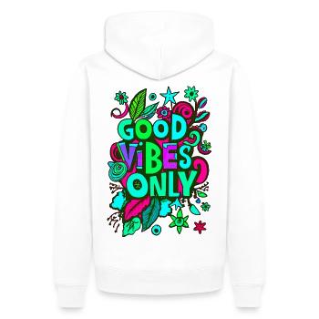 bonnes vibrations seulement - Sweat à capuche Premium bio Homme - blanc - Dos - Nico (187cm)