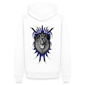 Lion deluxe - Männer Premium Bio Hoodie - Weiß - Hinten - Nico (187cm)