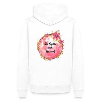 Be Gentle with Yourself - Men’s Premium Organic Hoodie - white - Back - Nico (187cm)