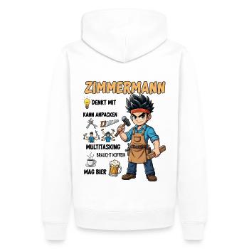 Der Zimmermann - Männer Premium Bio Hoodie - Weiß - Hinten - Nico (187cm)
