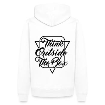Think outside the box - Kreativität - Anpassbar - Männer Premium Bio Hoodie - Weiß - Hinten - Nico (187cm)