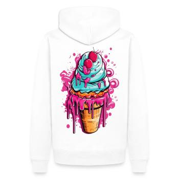 Gâteau glacé coloré aux fruits - Sweat à capuche Premium bio Homme - blanc - Dos - Nico (187cm)