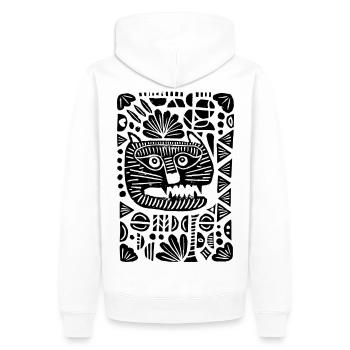 Tigre | Linogravure - Sweat à capuche Premium bio Homme - blanc - Dos - Nico (187cm)