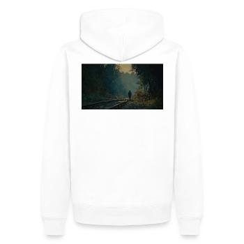 Scène épique près de la voie ferrée - Sweat à capuche Premium bio Homme - blanc - Dos - Nico (187cm)