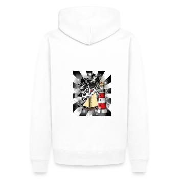 Phare Voilier Boussole Maritime - Sweat à capuche Premium bio Homme - blanc - Dos - Nico (187cm)