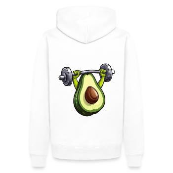 Avocado trainiert mit Langhantel - Männer Premium Bio Hoodie - Weiß - Hinten - Nico (187cm)