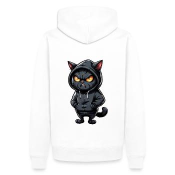 Schwarze Katze mit Kapuze - Männer Premium Bio Hoodie - Weiß - Hinten - Nico (187cm)