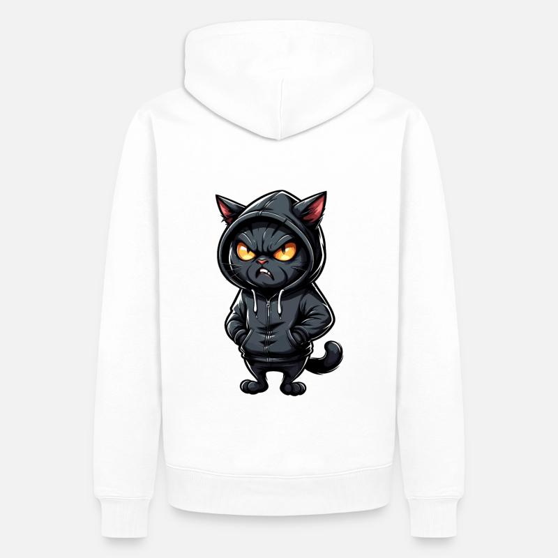 Chat noir avec capuche - Sweat à capuche Premium bio Homme - blanc