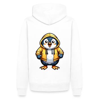 Pingouin en veste jaune - Sweat à capuche Premium bio Homme - blanc - Dos - Nico (187cm)