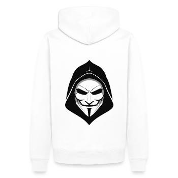 Masque anonyme - Sweat à capuche Premium bio Homme - blanc - Dos - Nico (187cm)