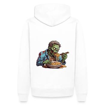 Zombie eats ramen - Men’s Premium Organic Hoodie - white - Back - Nico (187cm)