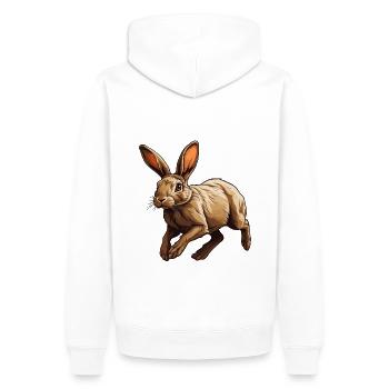 Lièvre - Sweat à capuche Premium bio Homme - blanc - Dos - Nico (187cm)