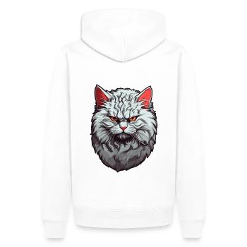 Grumpy Katze Grau - Männer Premium Bio Hoodie - Weiß - Hinten - Nico (187cm)