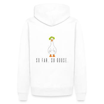 So far. so Goose. - Männer Premium Bio Hoodie - Weiß - Hinten - Nico (187cm)