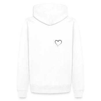 Minimalist heart with bow - Men’s Premium Organic Hoodie - white - Back - Nico (187cm)