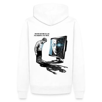 Le reflet est un mensonge - Sweat à capuche Premium bio Homme - blanc - Dos - Nico (187cm)