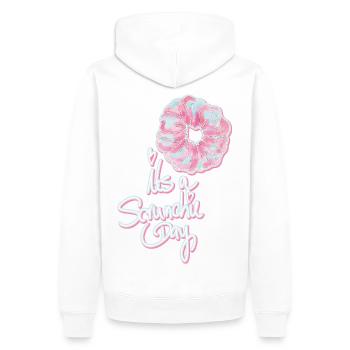c’est un jour chouchou - Élastique à cheveux - Sweat à capuche Premium bio Homme - blanc - Dos - Nico (187cm)