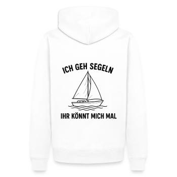 Segeln ist meine Therapie – freche Aussage - Männer Premium Bio Hoodie - Weiß - Hinten - Nico (187cm)