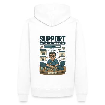 Helpdesk chaos and energy drinks - Men’s Premium Organic Hoodie - white - Back - Nico (187cm)