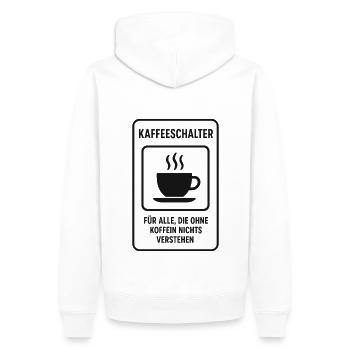 Kaffeeschalter für Morgenmuffel - Männer Premium Bio Hoodie - Weiß - Hinten - Nico (187cm)